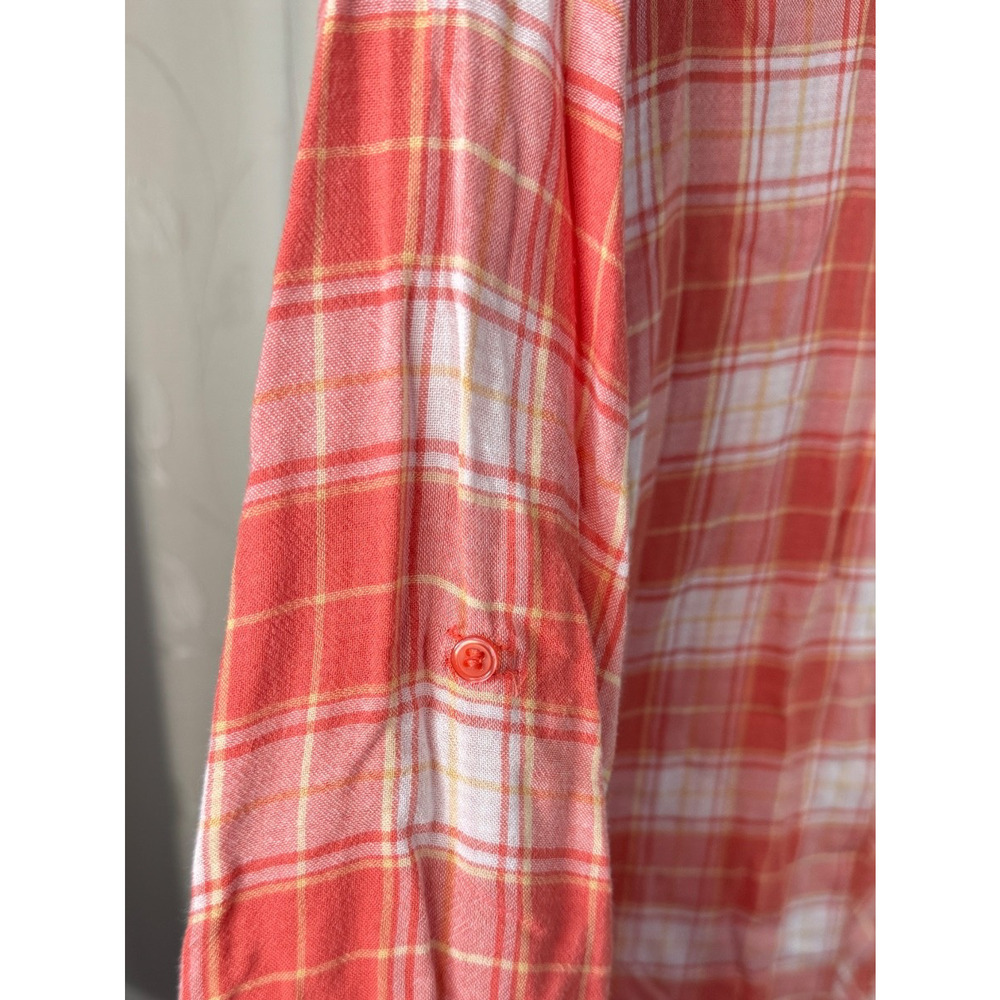 Hester & Orchard Coral Plaid Long Sleeve Shirt, Size XL - Picture 3 of 7